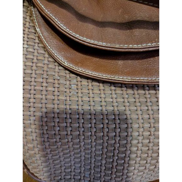 Vintage Carla Marci Made In Italy Genuine Leather Woven Shoulder Bag Large - Picture 3 of 11